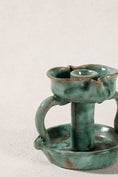 Load image into Gallery viewer, Vintage Handmade Italian Green Handled Candle Holder by Vietri
