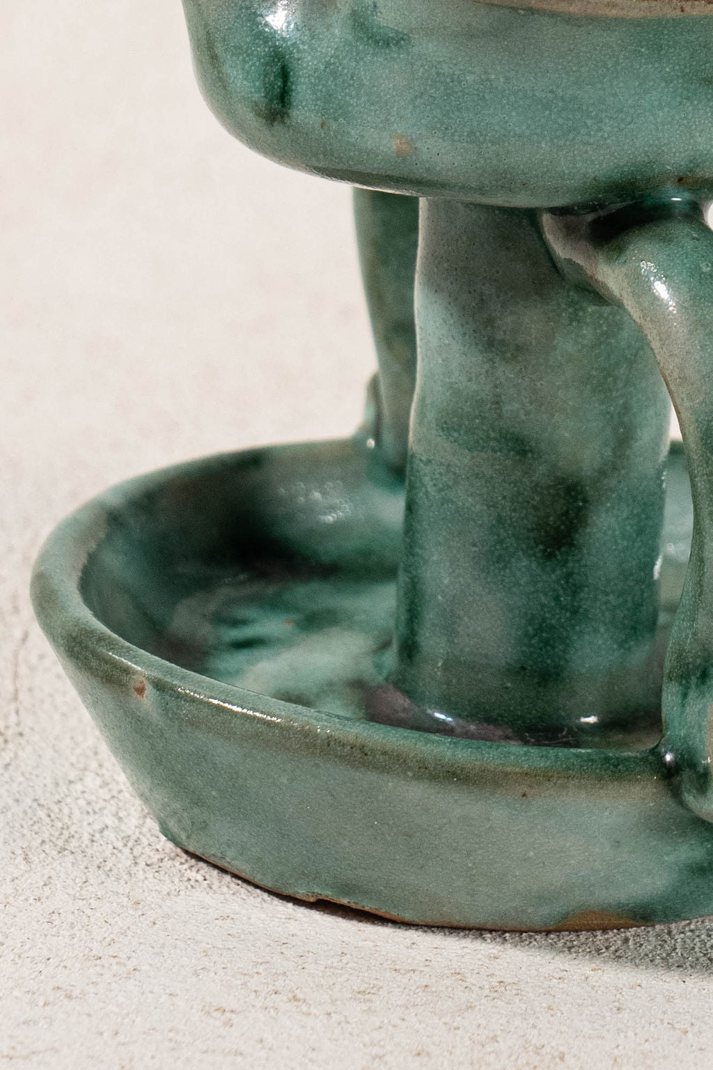 Vintage Handmade Italian Green Handled Candle Holder by Vietri