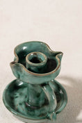 Load image into Gallery viewer, Vintage Handmade Italian Green Handled Candle Holder by Vietri
