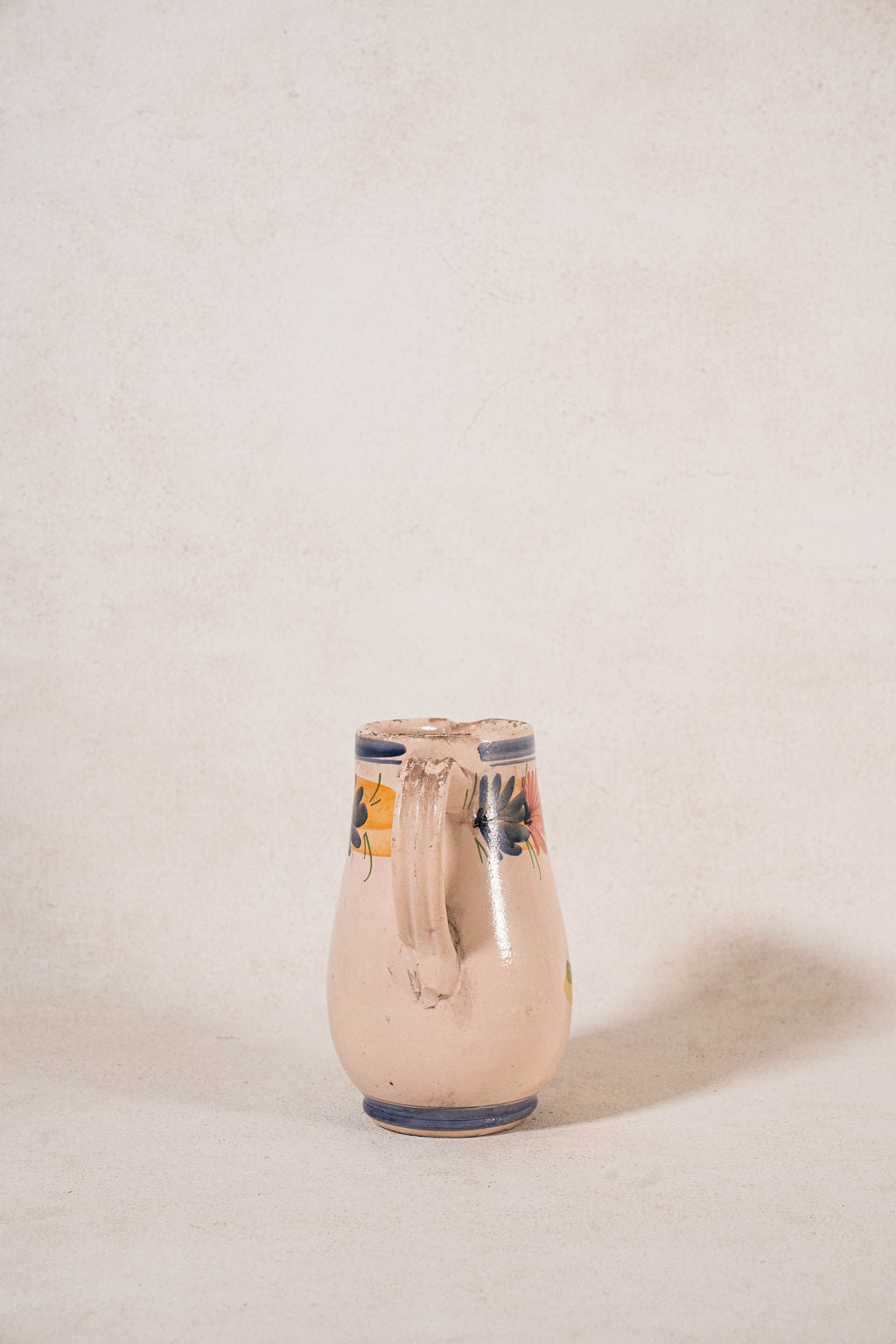 Antique Hand Painted Italian Floral Pitcher