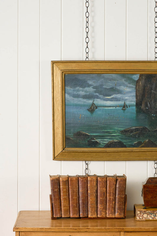 19th Century Italian Oil on Canvas Moody Sailboat/Seascape