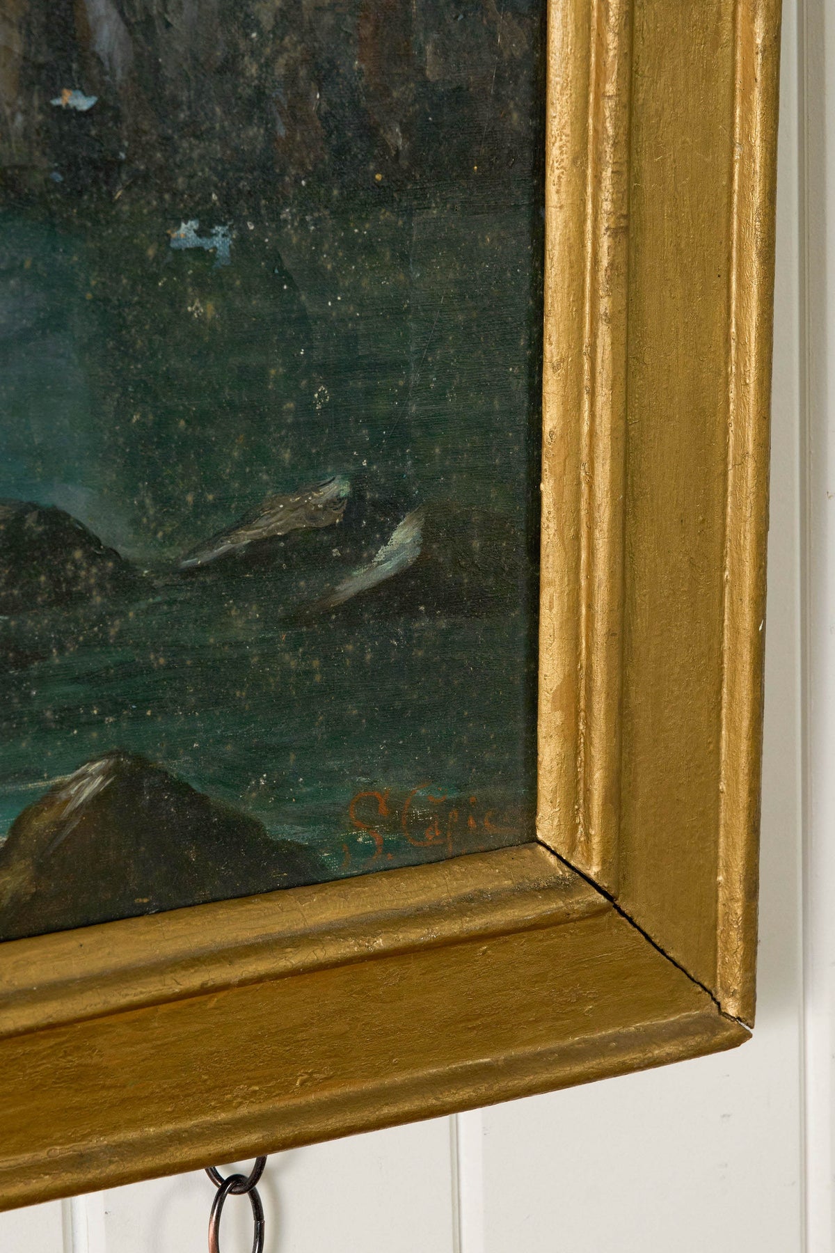 19th Century Italian Oil on Canvas Moody Sailboat/Seascape