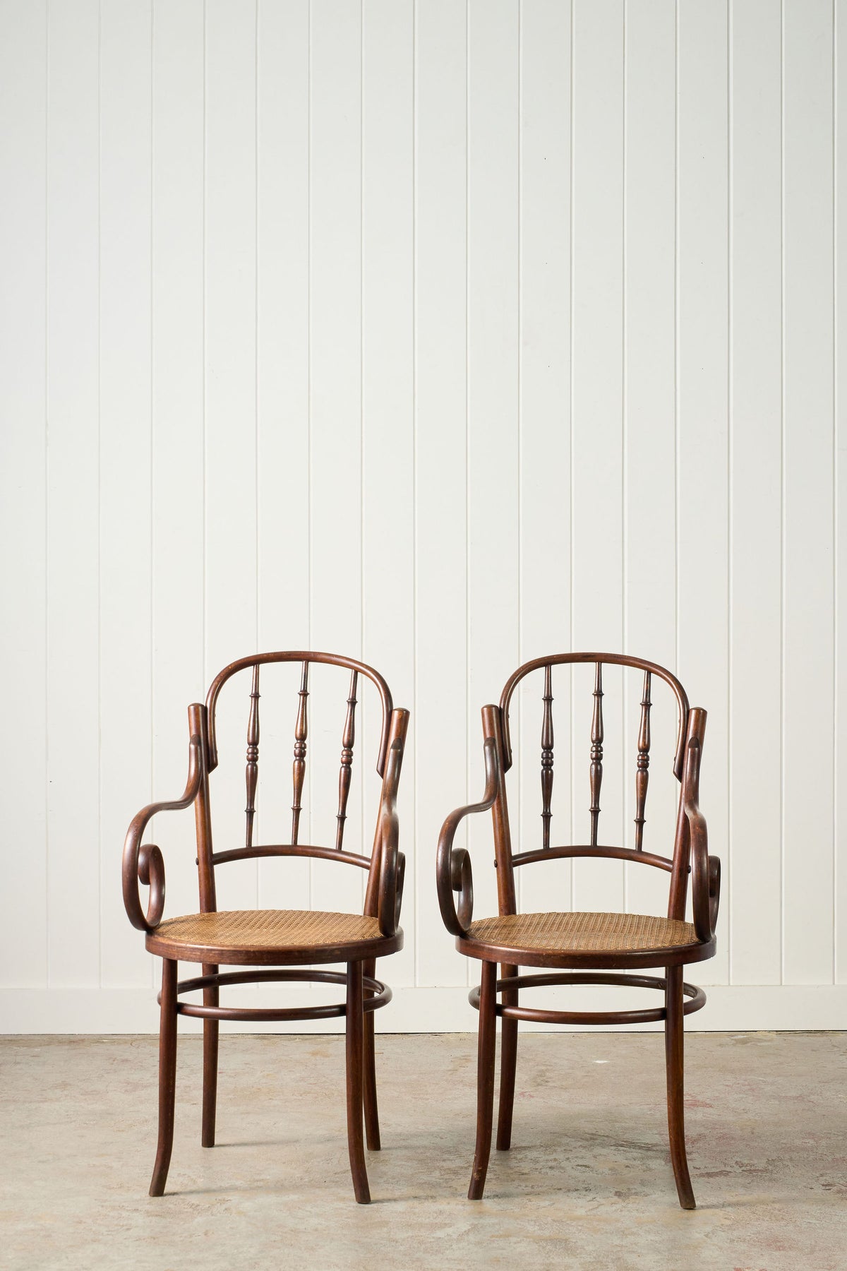 PAIR of 1940s French Thonet Style Bentwood Arm Chairs