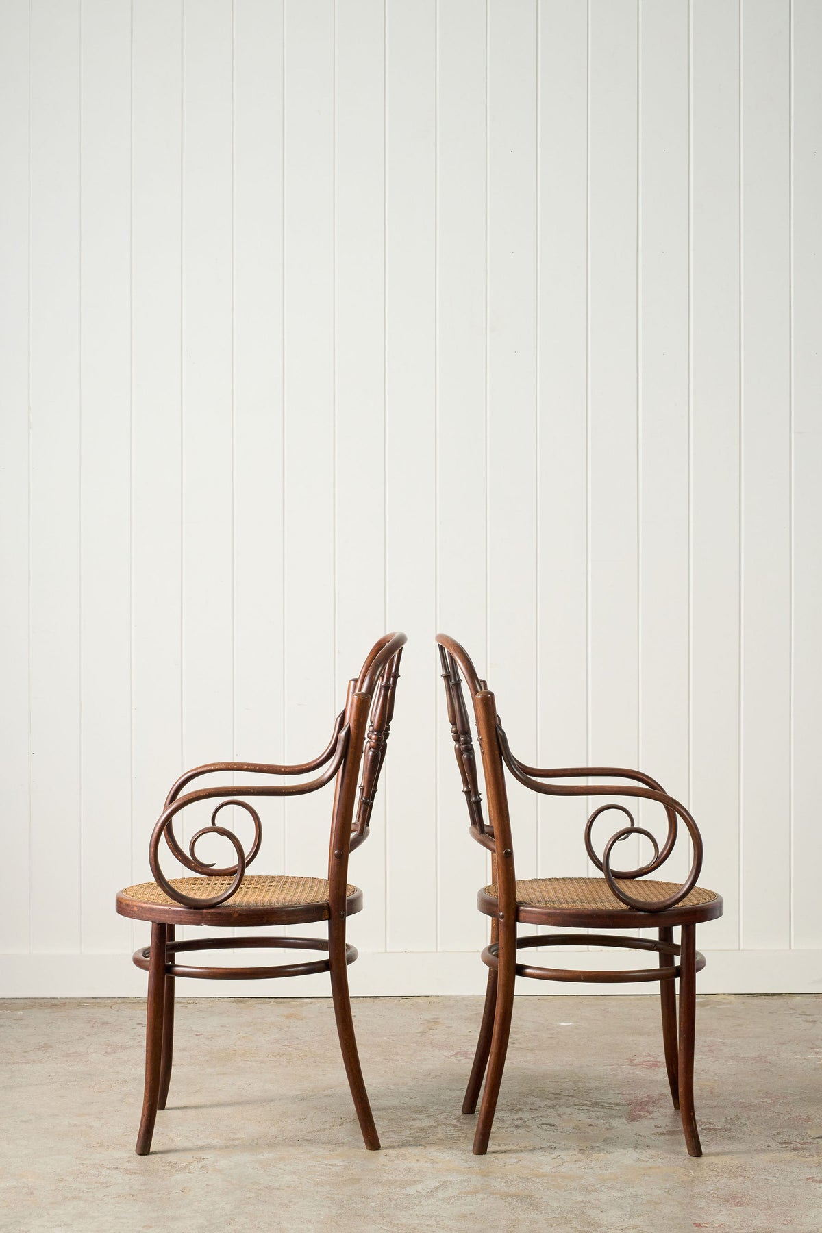 PAIR of 1940s French Thonet Style Bentwood Arm Chairs