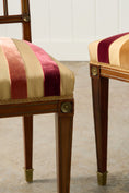 Load image into Gallery viewer, PAIR of Late 19th Century Brass Inlay Mahogany Side Chairs with Stripe Velvet Fabric

