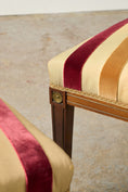 Load image into Gallery viewer, PAIR of Late 19th Century Brass Inlay Mahogany Side Chairs with Stripe Velvet Fabric
