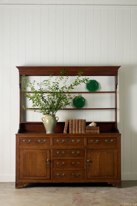 George III Oak Dresser Base with Open Plate Rack (c.1800)