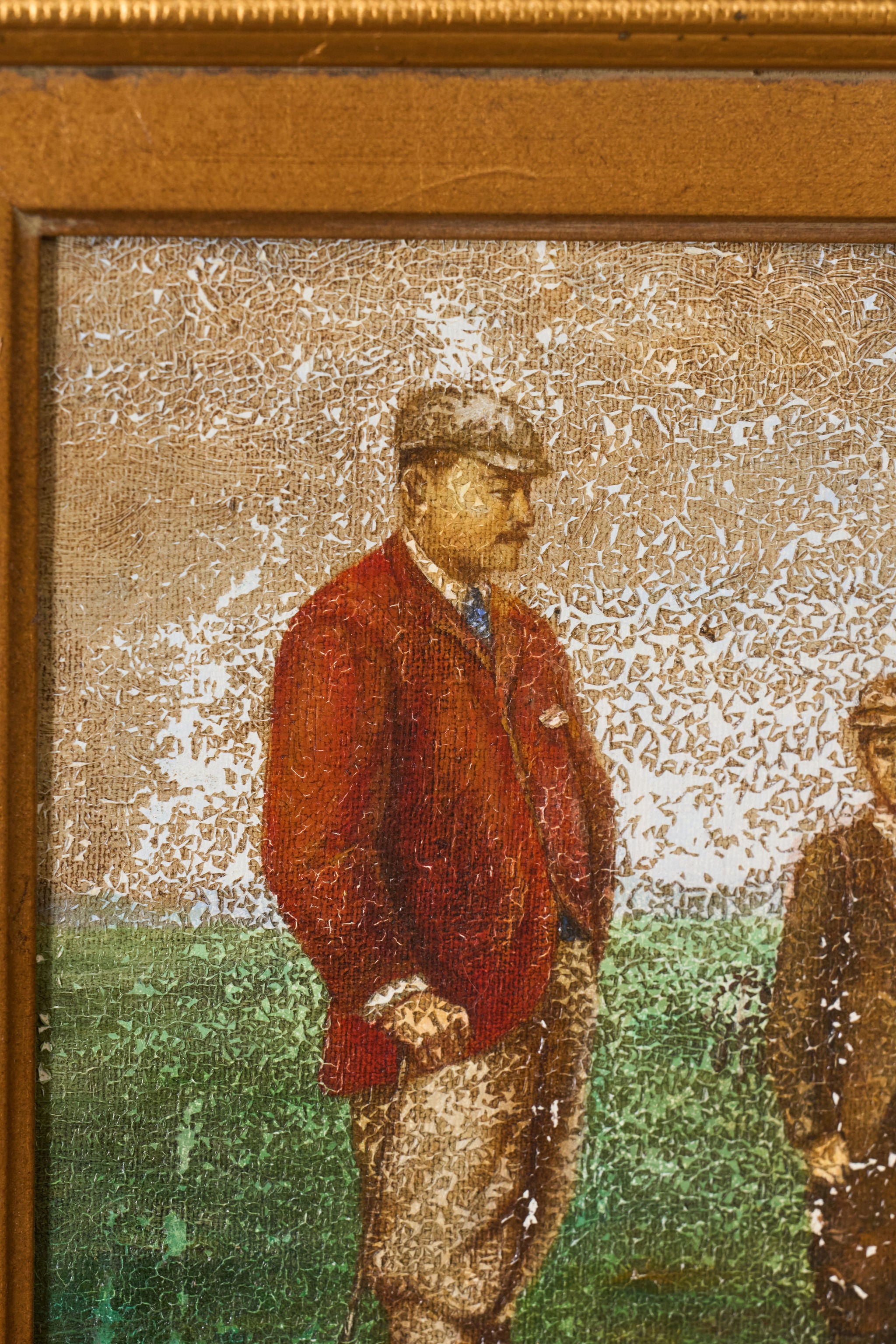 Antique Oil on Canvas Golf Scene (signed; c. 1910)
