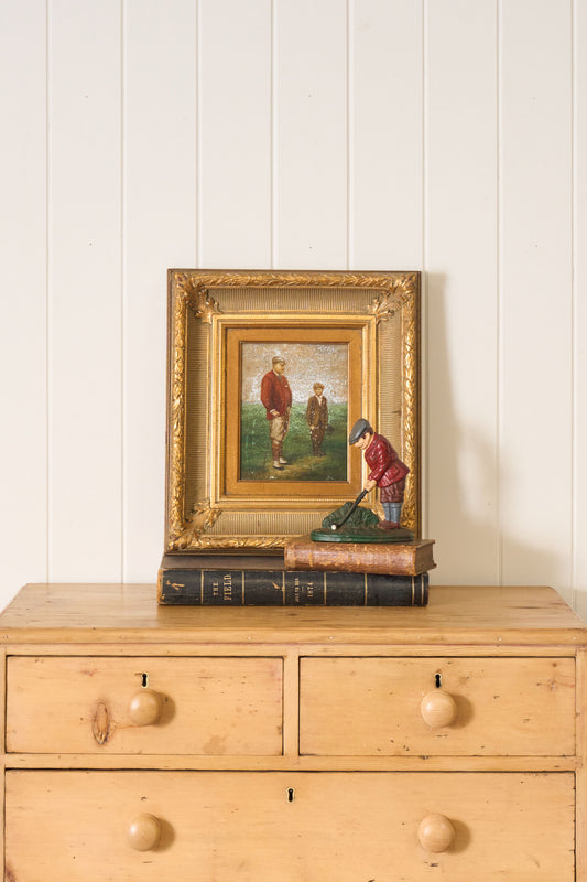 Antique Oil on Canvas Golf Scene (signed; c. 1910)