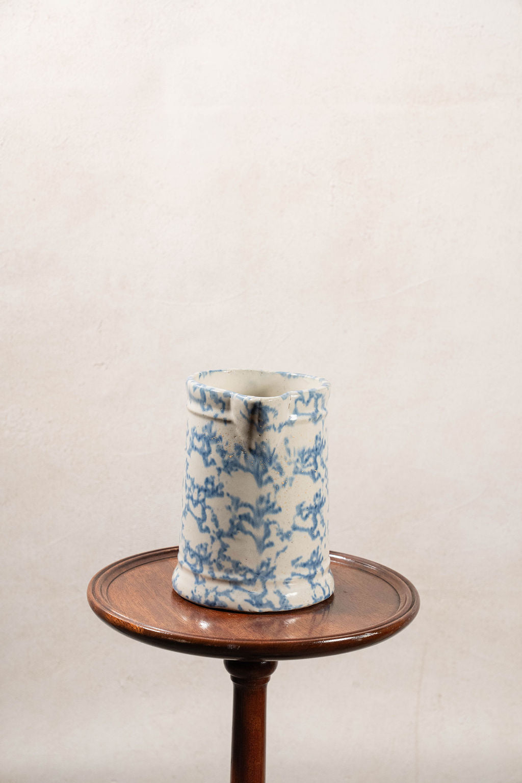 Antique Light Blue + White Spongeware Milk Pitcher