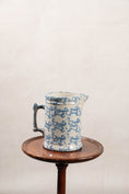 Load image into Gallery viewer, Antique Light Blue + White Spongeware Milk Pitcher
