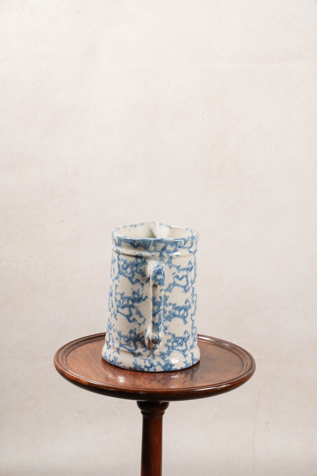 Antique Light Blue + White Spongeware Milk Pitcher
