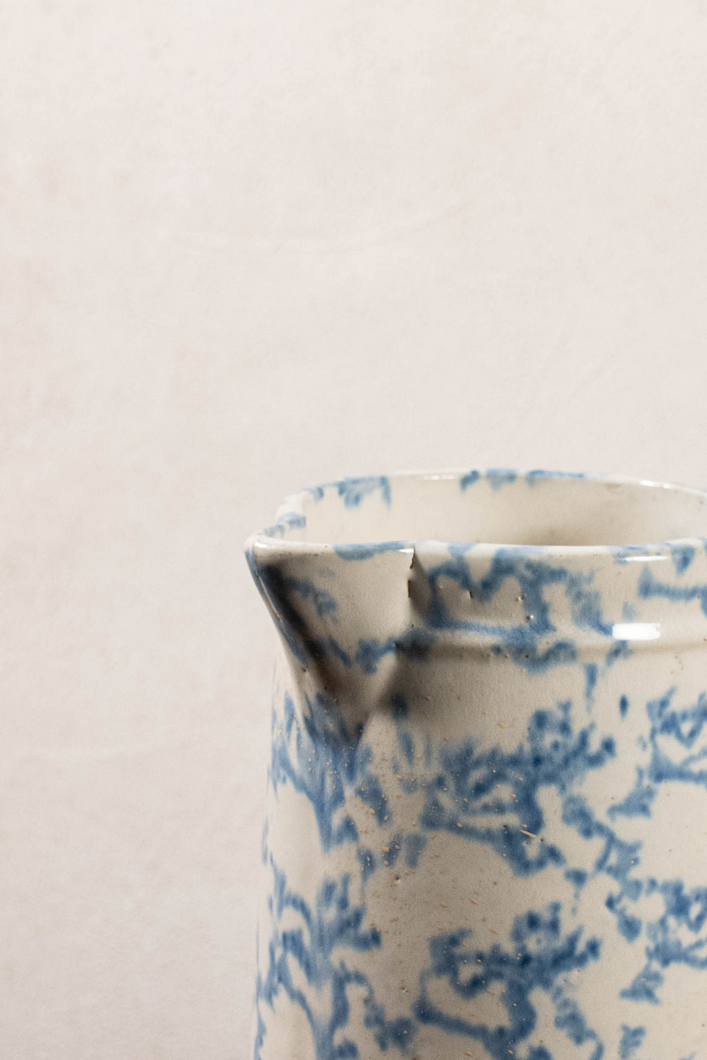 Antique Light Blue + White Spongeware Milk Pitcher
