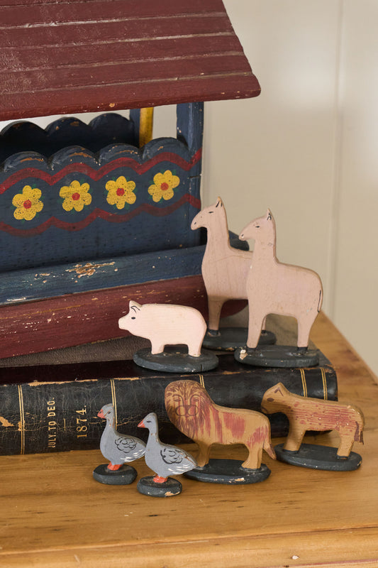 Antique Hand Carved + Painted Noah's Ark