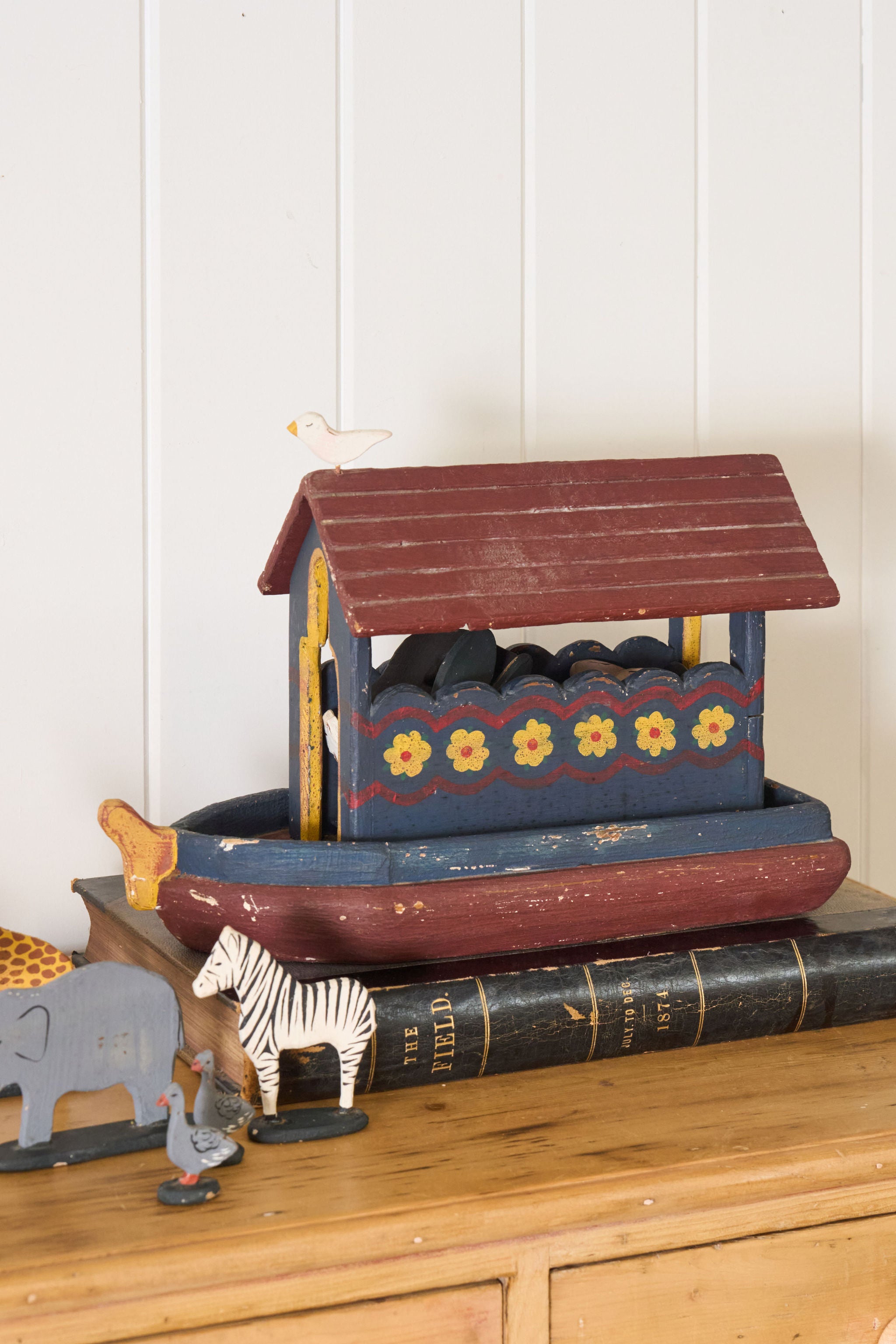 Antique Hand Carved + Painted Noah's Ark
