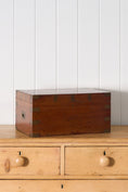 Load image into Gallery viewer, Petite Antique Oak Campaign Trunk with Brass Corners

