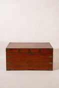 Load image into Gallery viewer, Petite Antique Oak Campaign Trunk with Brass Corners
