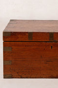 Load image into Gallery viewer, Petite Antique Oak Campaign Trunk with Brass Corners
