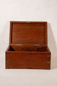 Load image into Gallery viewer, Petite Antique Oak Campaign Trunk with Brass Corners
