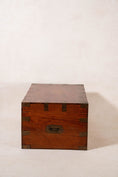 Load image into Gallery viewer, Petite Antique Oak Campaign Trunk with Brass Corners
