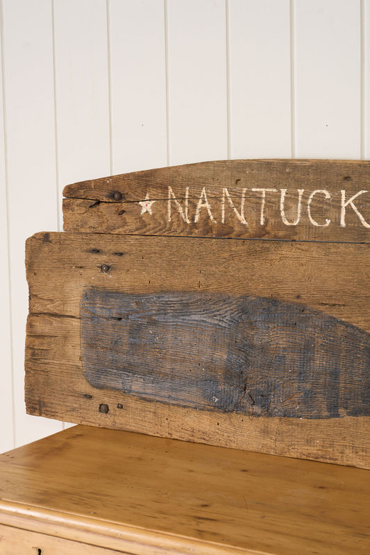 Antique Wooden Wagon Back; Later Painted Nantucket Whale