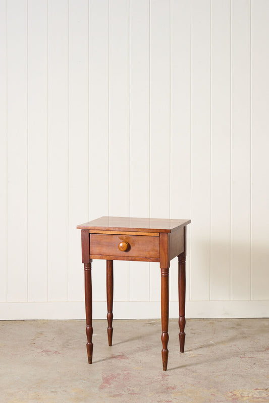 Antique American Single Drawer Cherry Side Table (c. 1850)