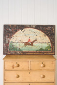 Load image into Gallery viewer, 19th Century Hand Painted Equestrian Trunk Top | Converted for Wall Art
