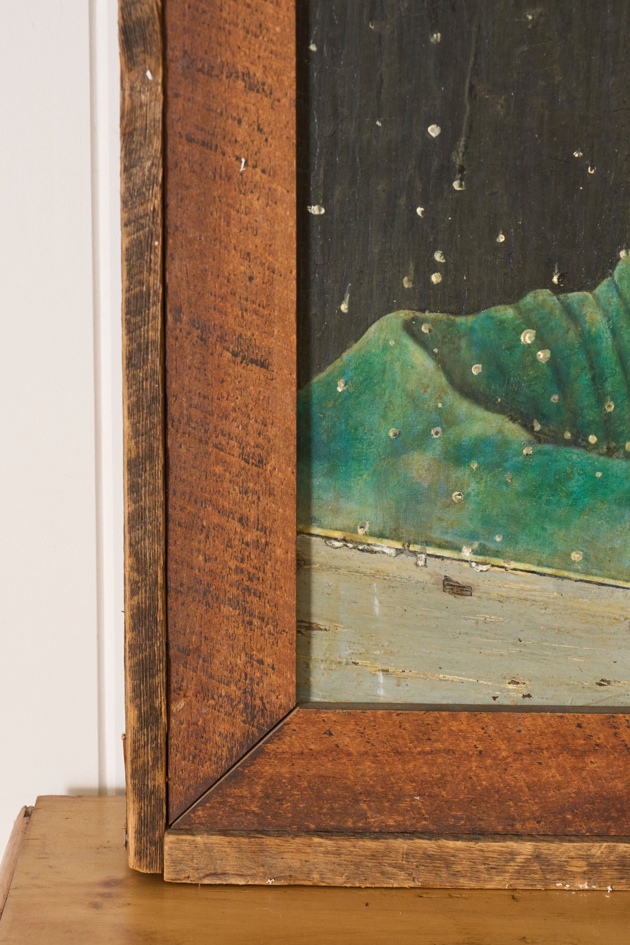 Signed Oil on Canvas of 'Old Albert' with Coors Beer Sign (d. 1983) | in Handmade Oak Frame