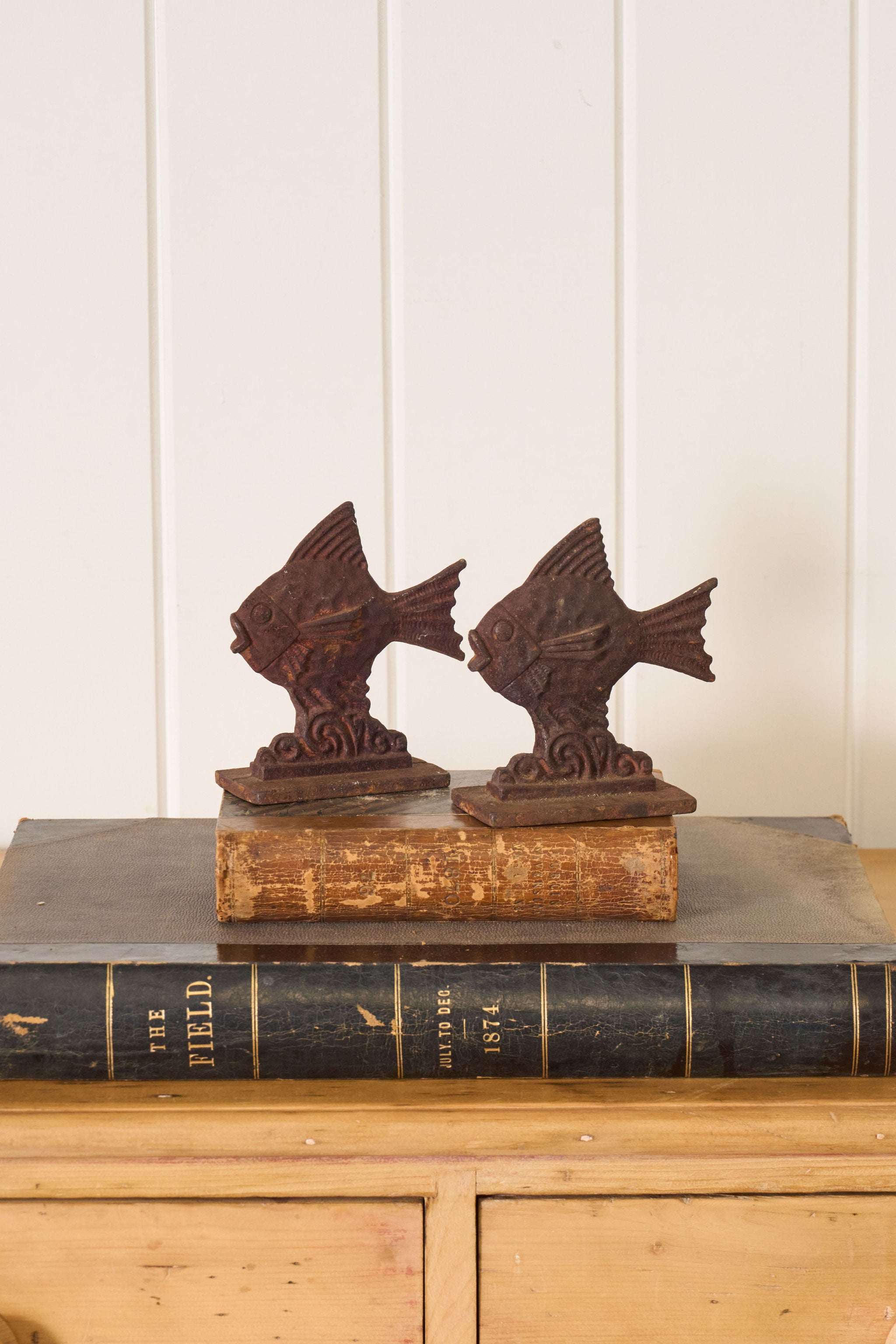 PAIR of Iron Art Deco Fish Bookends (c. 1930)