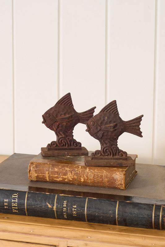 PAIR of Iron Art Deco Fish Bookends (c. 1930)