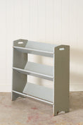 Load image into Gallery viewer, Vintage Blue Painted Trough Bookshelf

