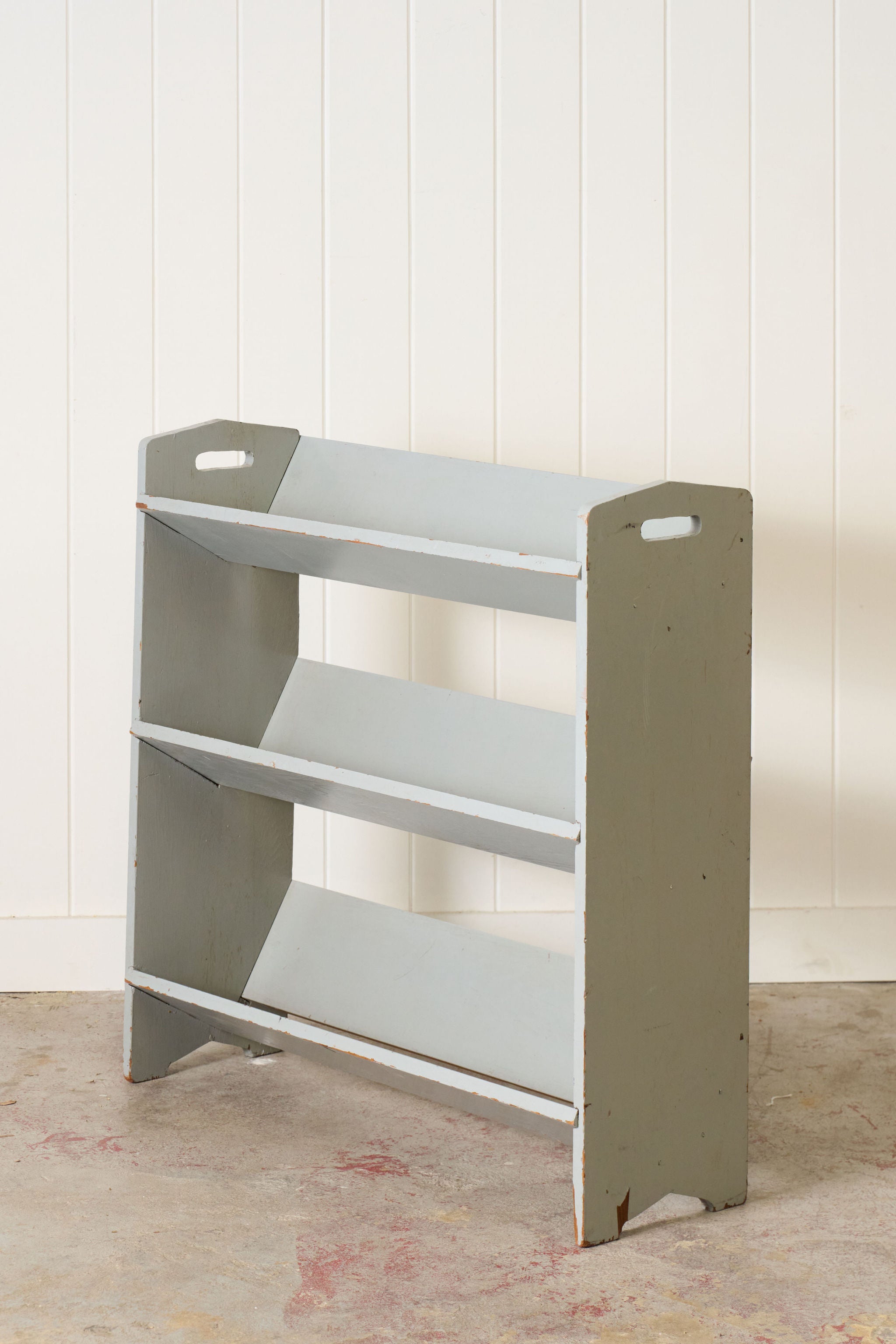 Vintage Blue Painted Trough Bookshelf