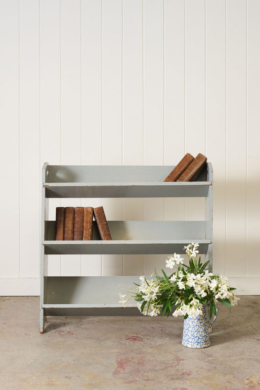 Vintage Blue Painted Trough Bookshelf