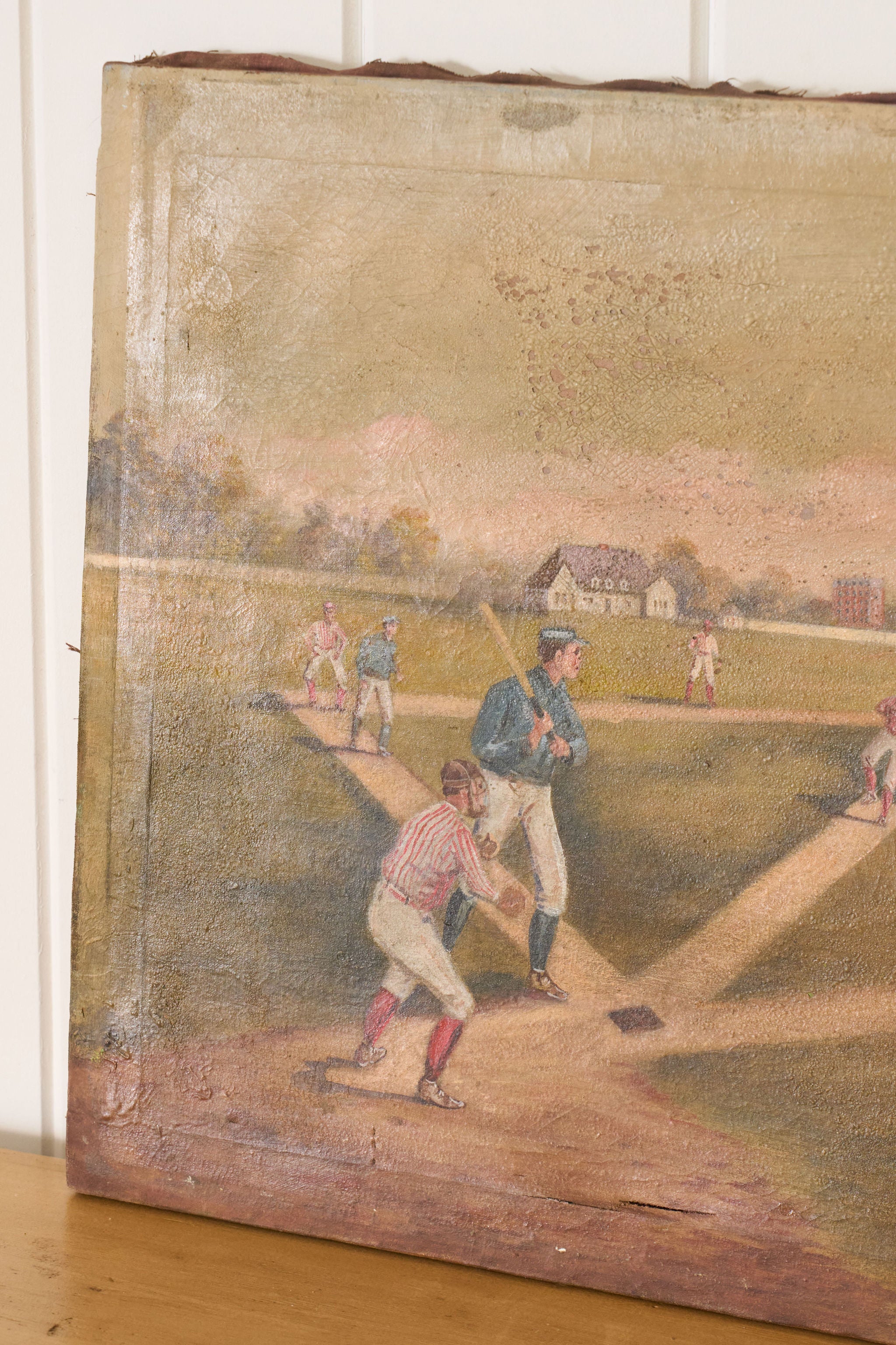 19th Century Oil on Canvas American Baseball Game | Unframed