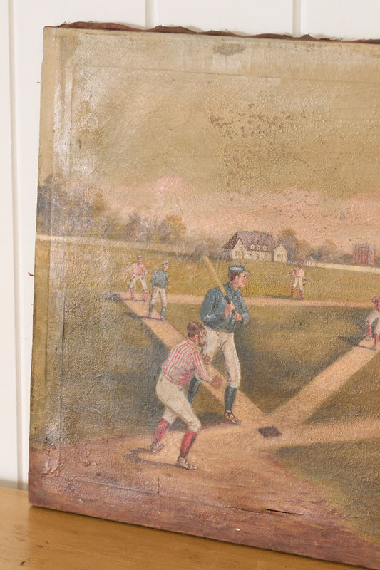 19th Century Oil on Canvas American Baseball Game | Unframed