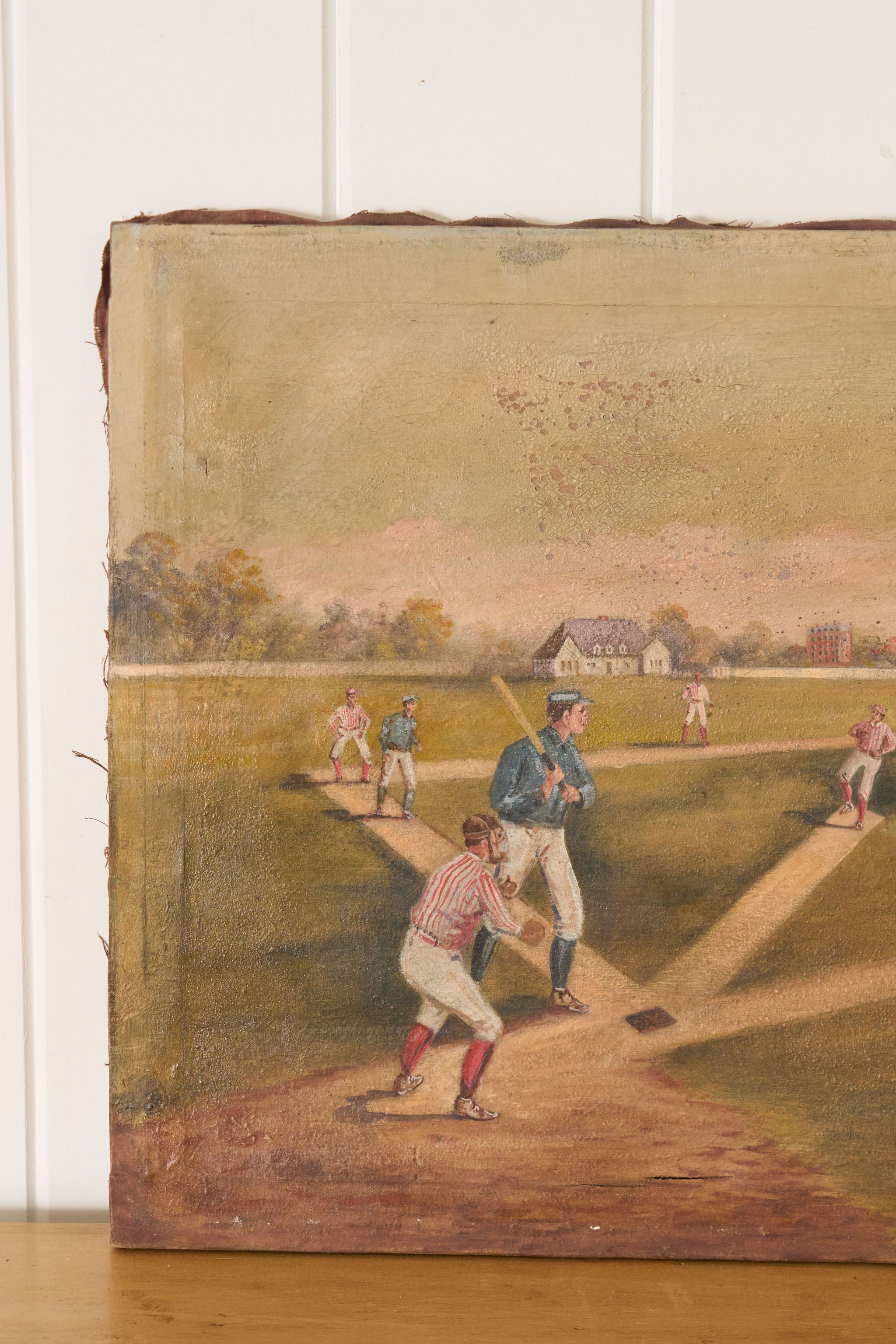 19th Century Oil on Canvas American Baseball Game | Unframed