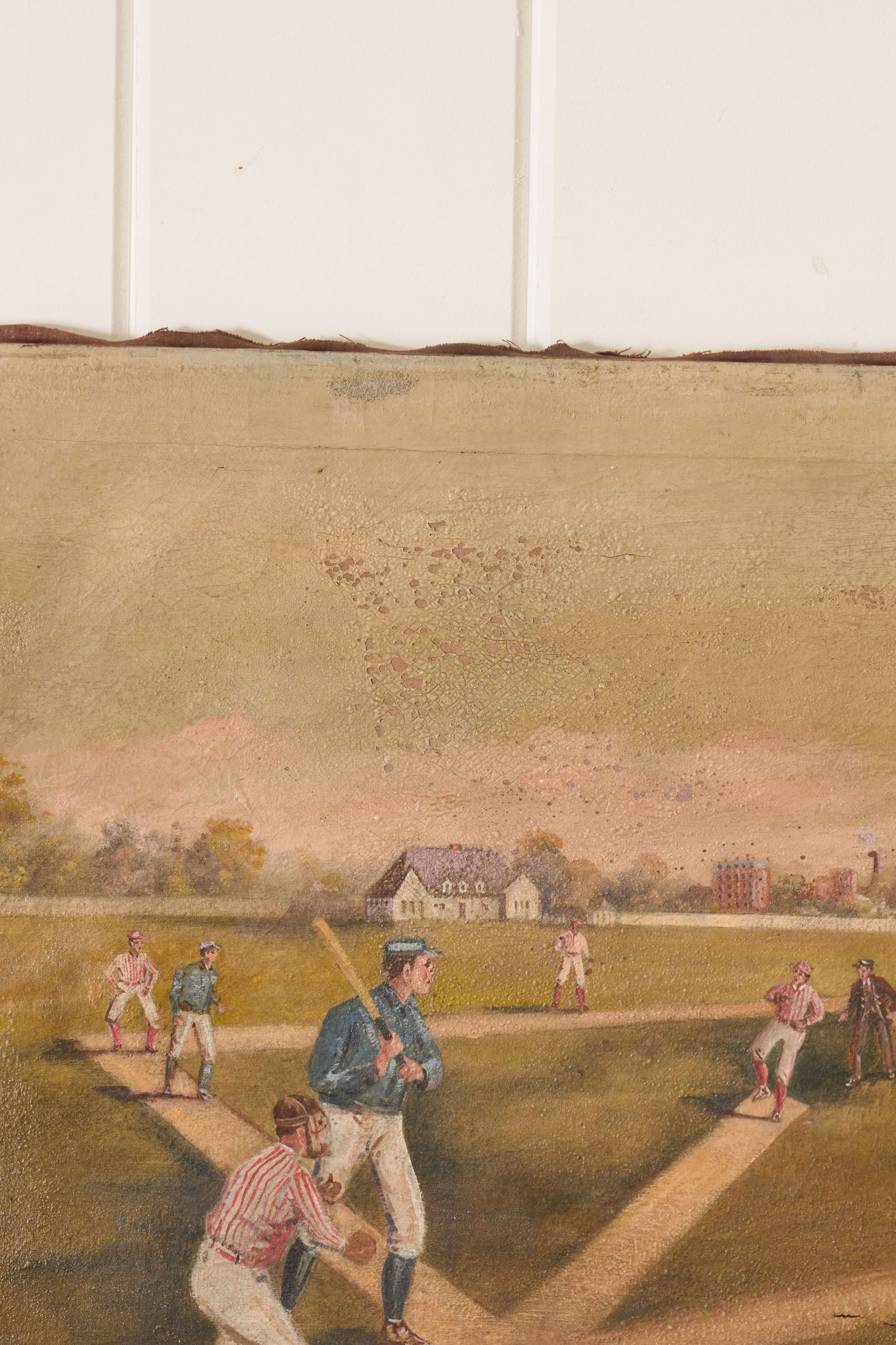 19th Century Oil on Canvas American Baseball Game | Unframed