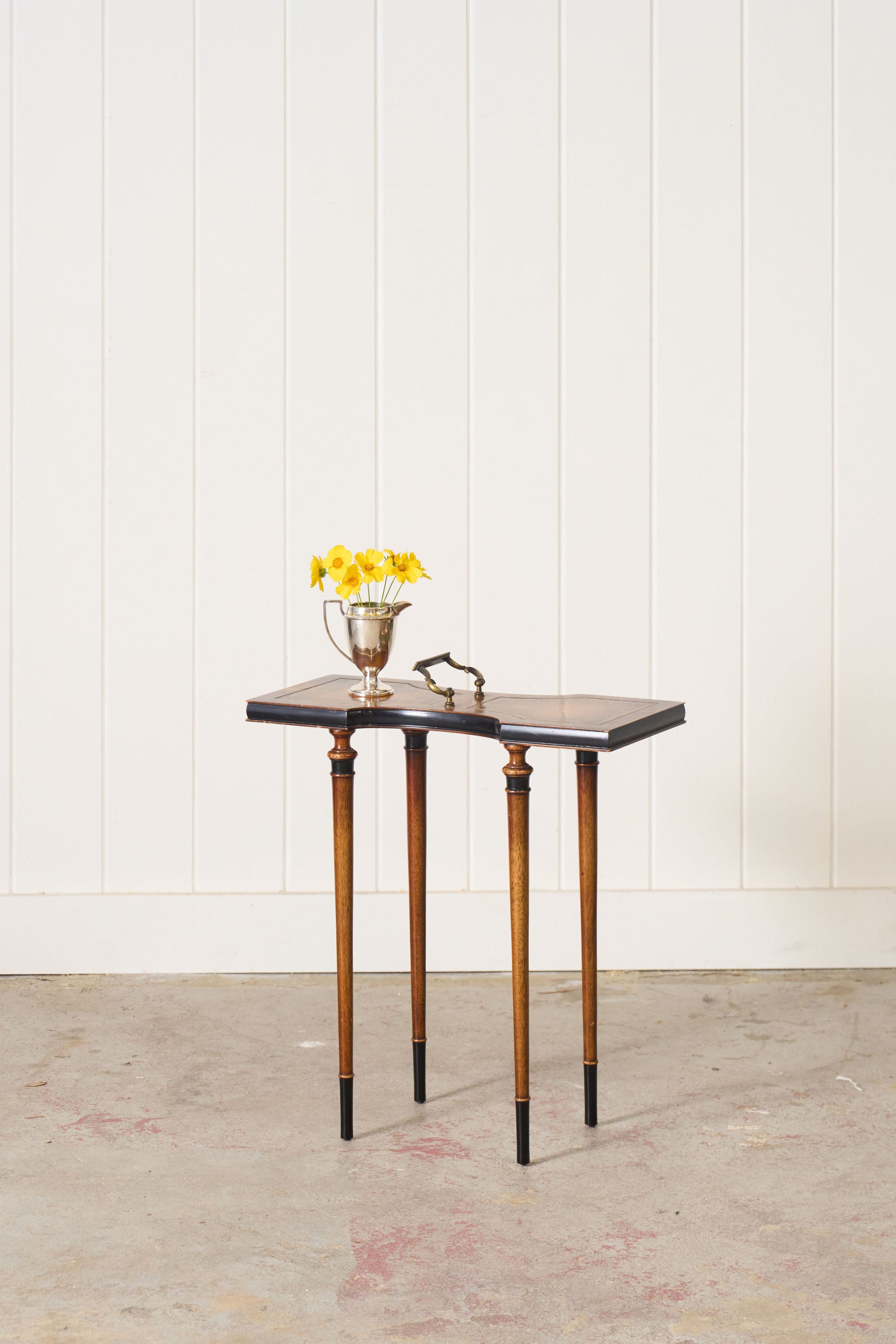 Vintage Weiman Leather Top Tea Table