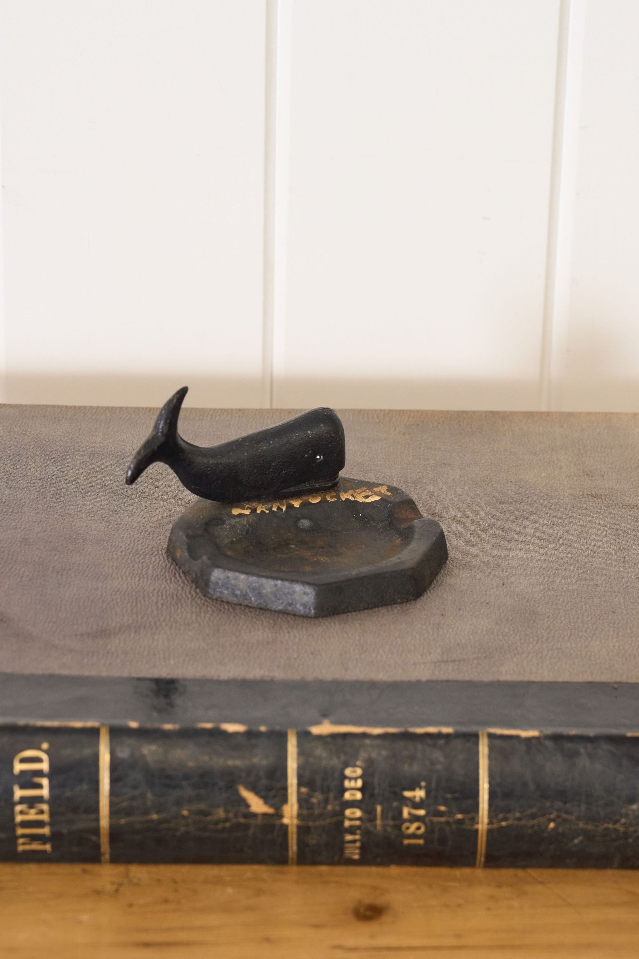 Cast Iron Ash Tray with Whale and Painted 'Nantucket'