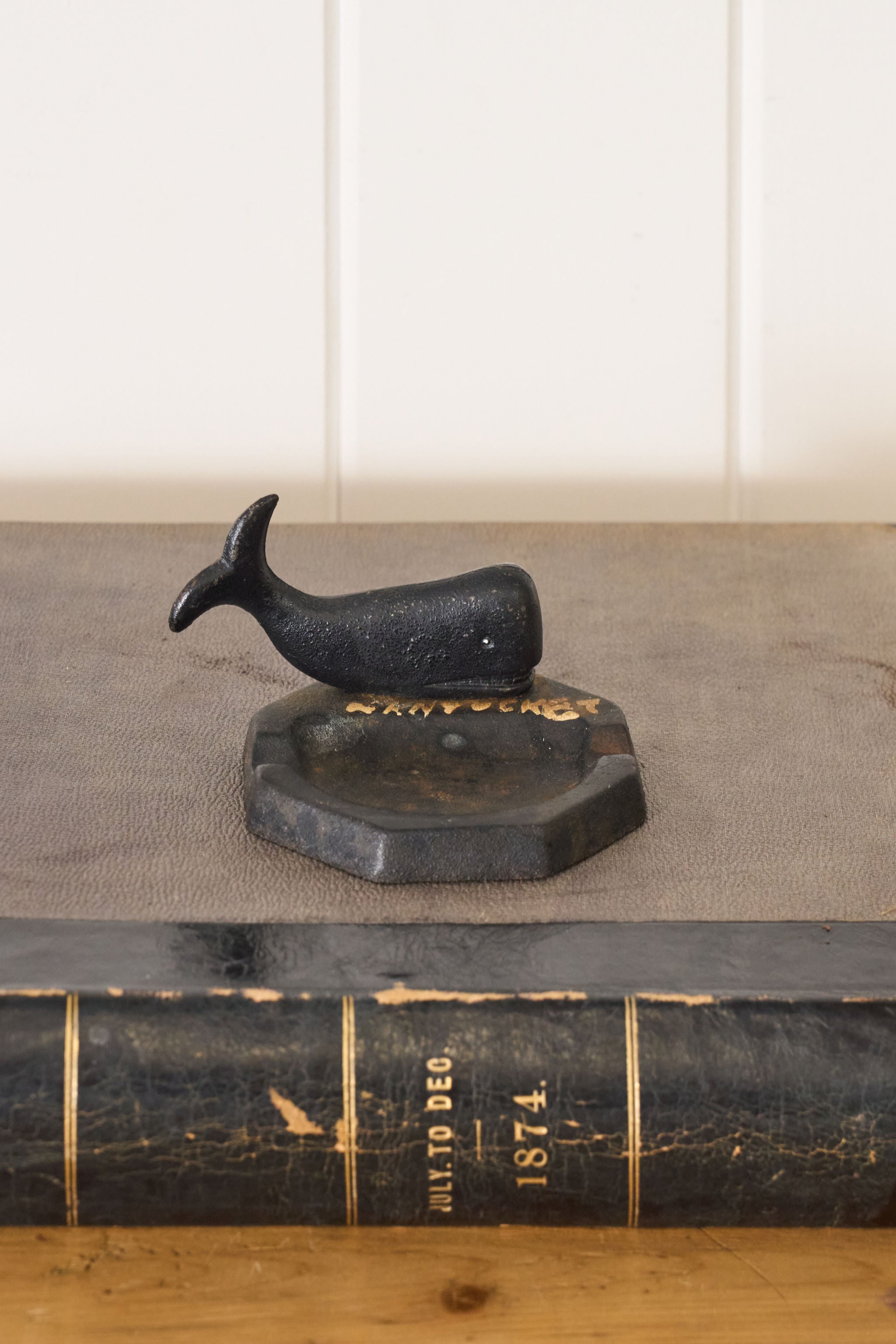 Cast Iron Ash Tray with Whale and Painted 'Nantucket'