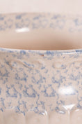 Load image into Gallery viewer, Antique Single Handle Cream + Pale Blue Spongeware Mixing Bowl
