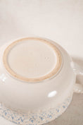Load image into Gallery viewer, Antique Single Handle Cream + Pale Blue Spongeware Mixing Bowl

