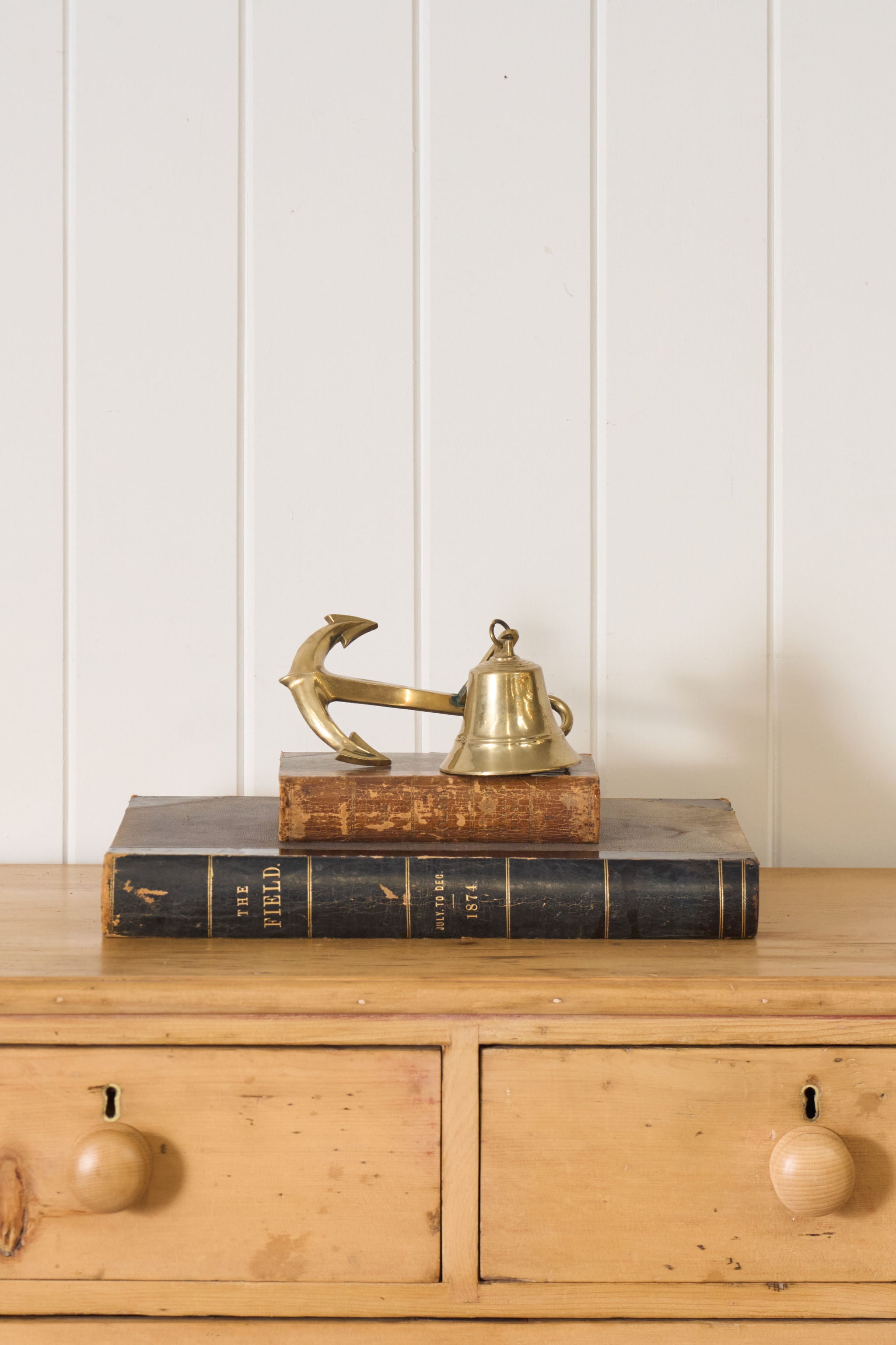 Vintage Brass Wall Anchor with Bell