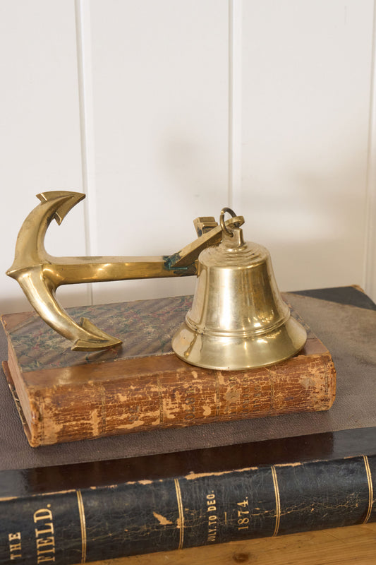 Vintage Brass Wall Anchor with Bell
