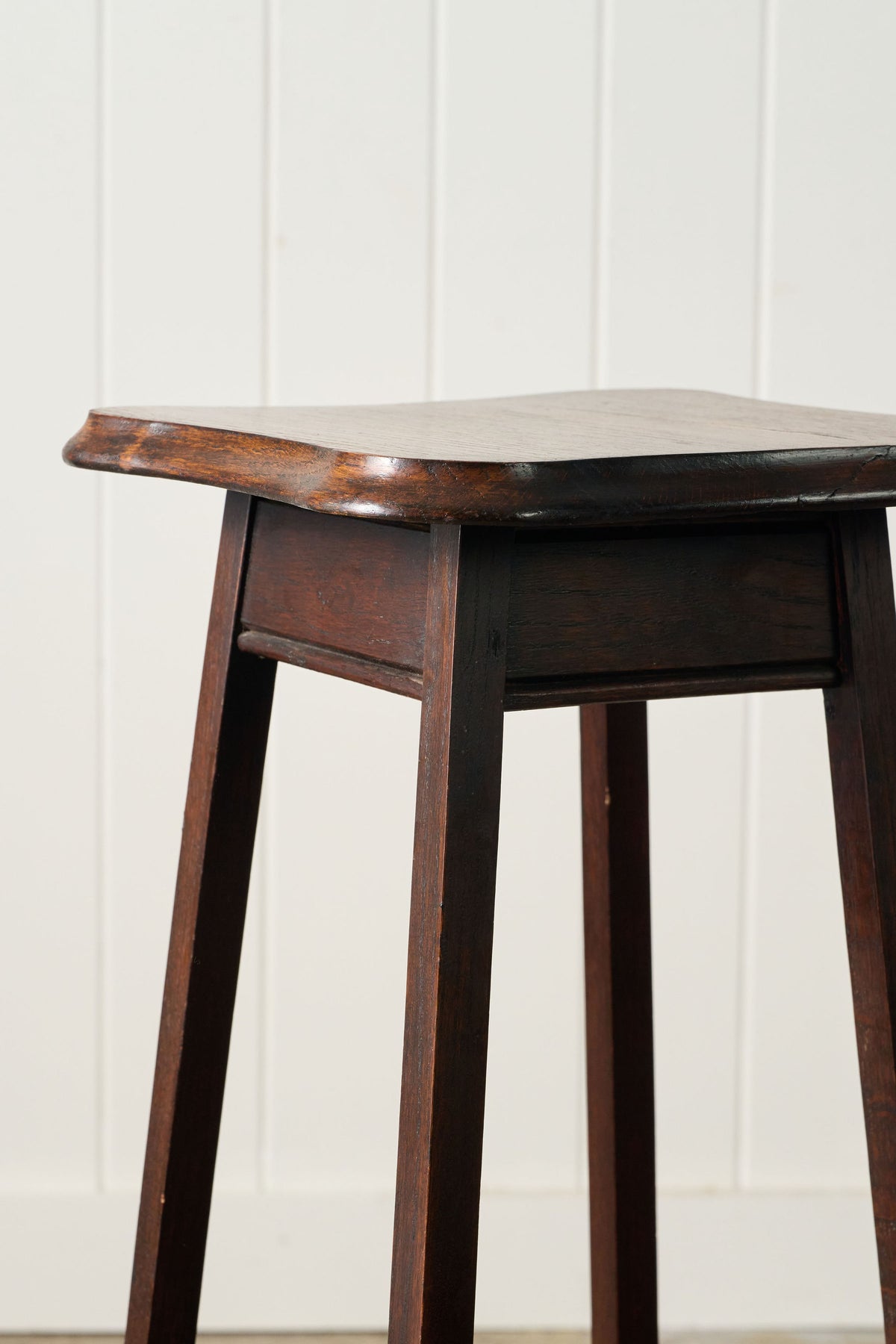 Vintage English Oak Plant Stand with Beveled Edge