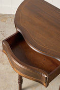 Load image into Gallery viewer, Vintage English Serpentine Demilune Table with Inlay + Drawer
