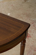 Load image into Gallery viewer, Vintage English Serpentine Demilune Table with Inlay + Drawer

