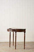 Load image into Gallery viewer, Vintage English Serpentine Demilune Table with Inlay + Drawer
