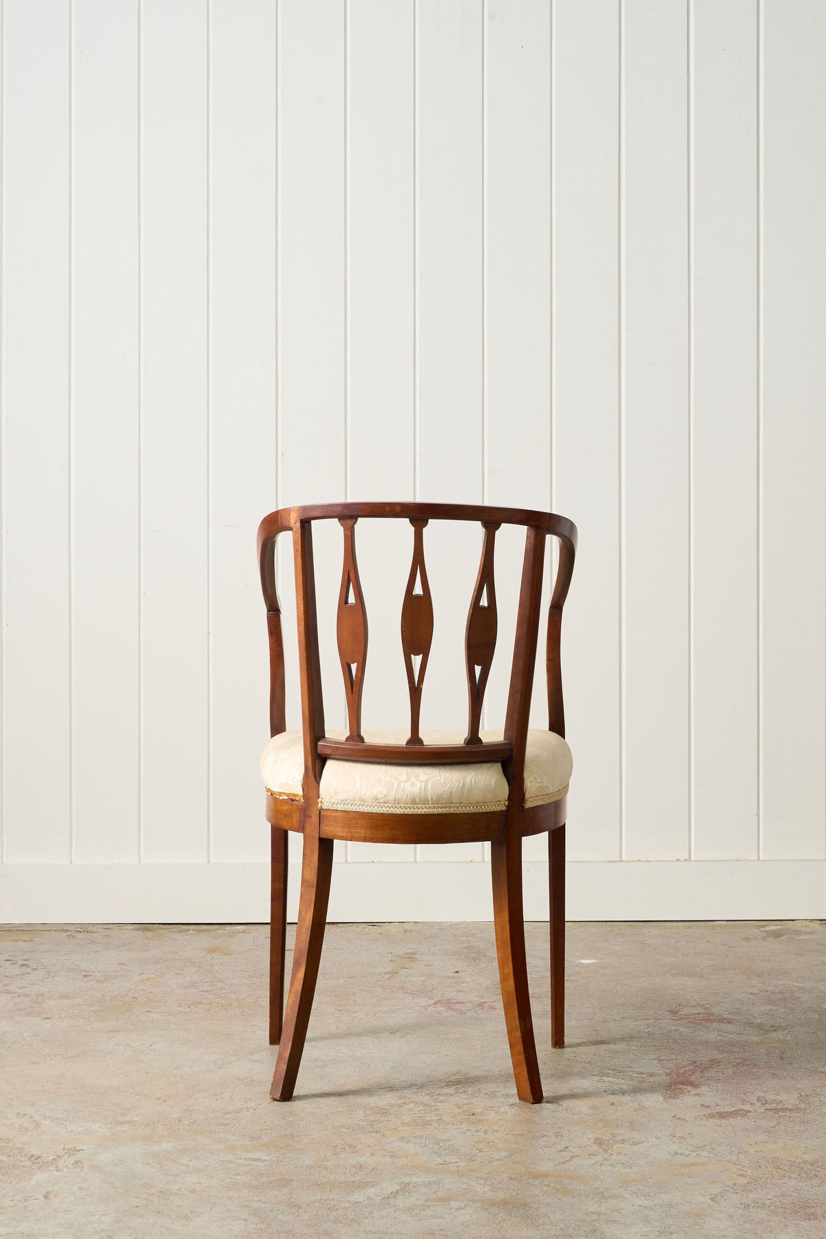 Antique English Barrel Chair with Floral Inlay