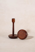 Load image into Gallery viewer, Antique English Oak Bobbin Candlesticks
